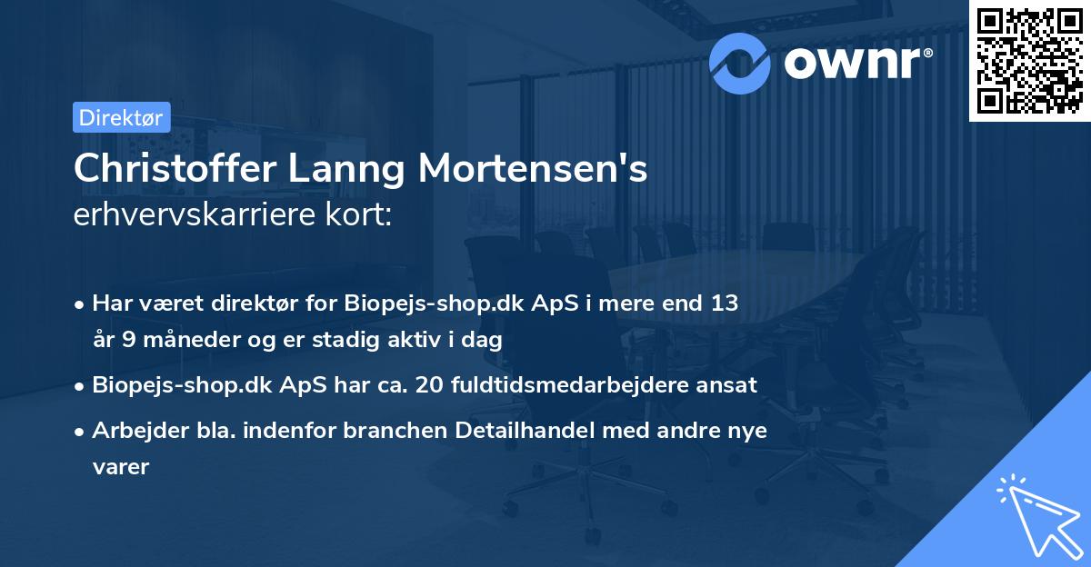 Christoffer Lanng Mortensen's erhvervskarriere kort
