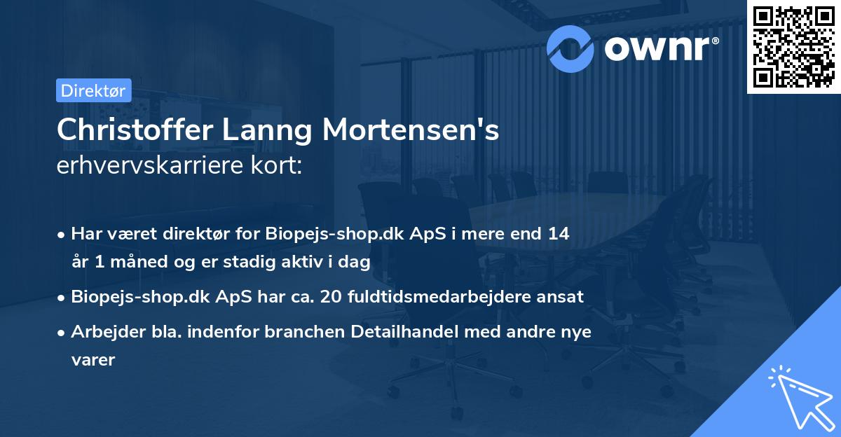 Christoffer Lanng Mortensen's erhvervskarriere kort