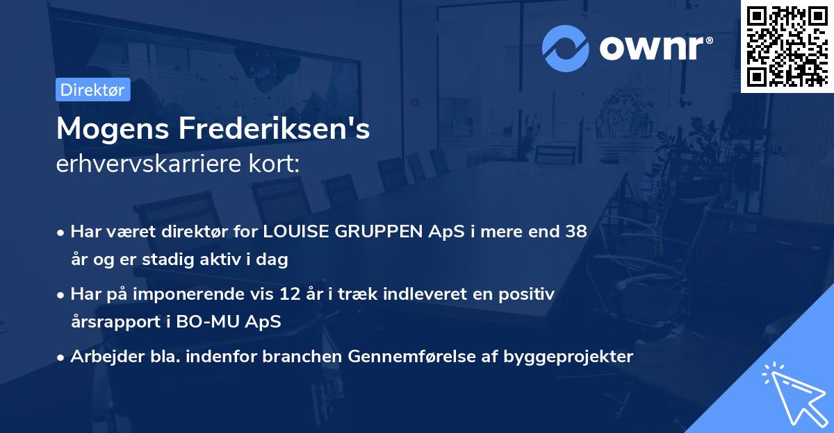 Mogens Frederiksen's erhvervskarriere kort