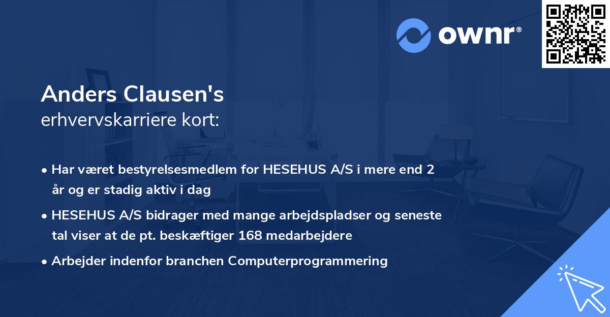 Anders Clausen's erhvervskarriere kort