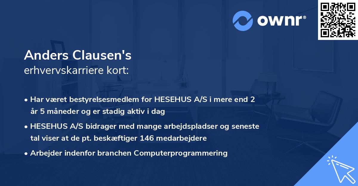 Anders Clausen's erhvervskarriere kort