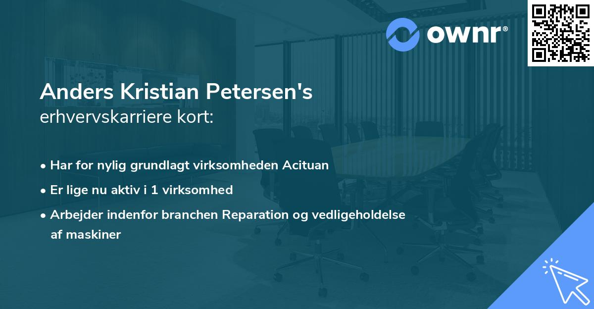 Anders Kristian Petersen's erhvervskarriere kort