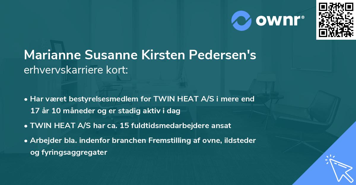 Marianne Susanne Kirsten Pedersen's erhvervskarriere kort