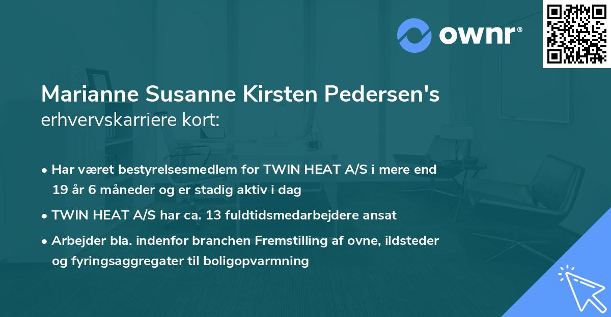 Marianne Susanne Kirsten Pedersen's erhvervskarriere kort