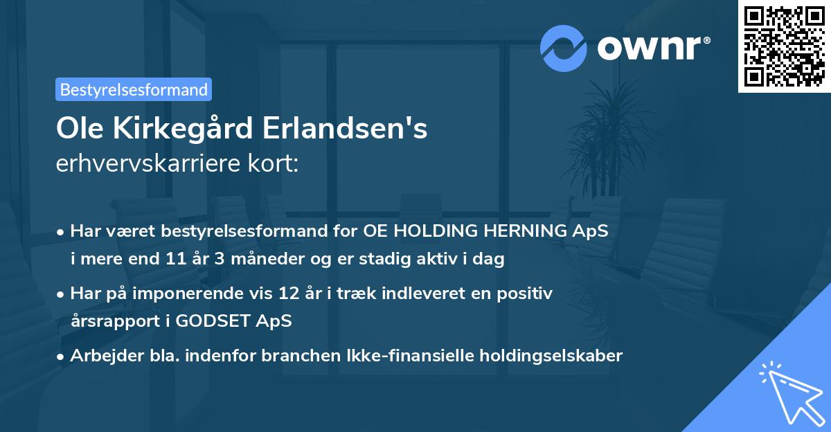 Ole Kirkegård Erlandsen's erhvervskarriere kort