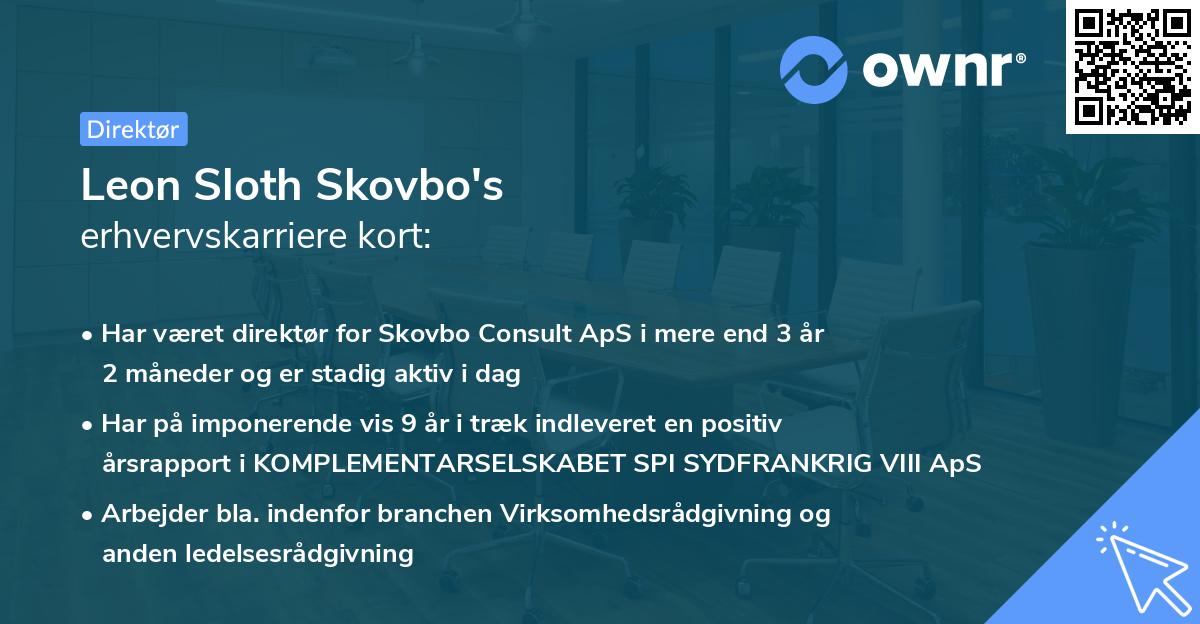 Leon Sloth Skovbo's erhvervskarriere kort