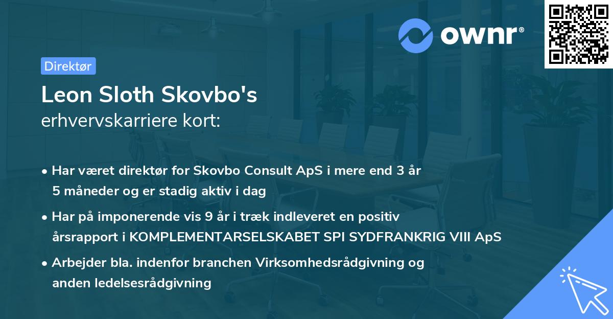 Leon Sloth Skovbo's erhvervskarriere kort