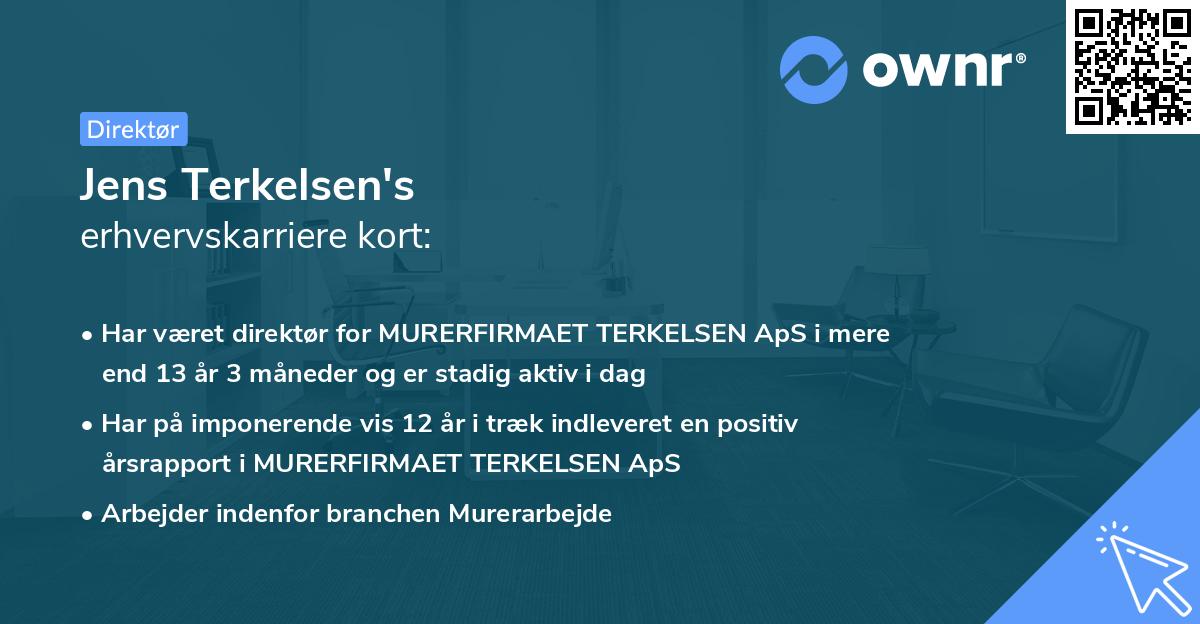 Jens Terkelsen's erhvervskarriere kort