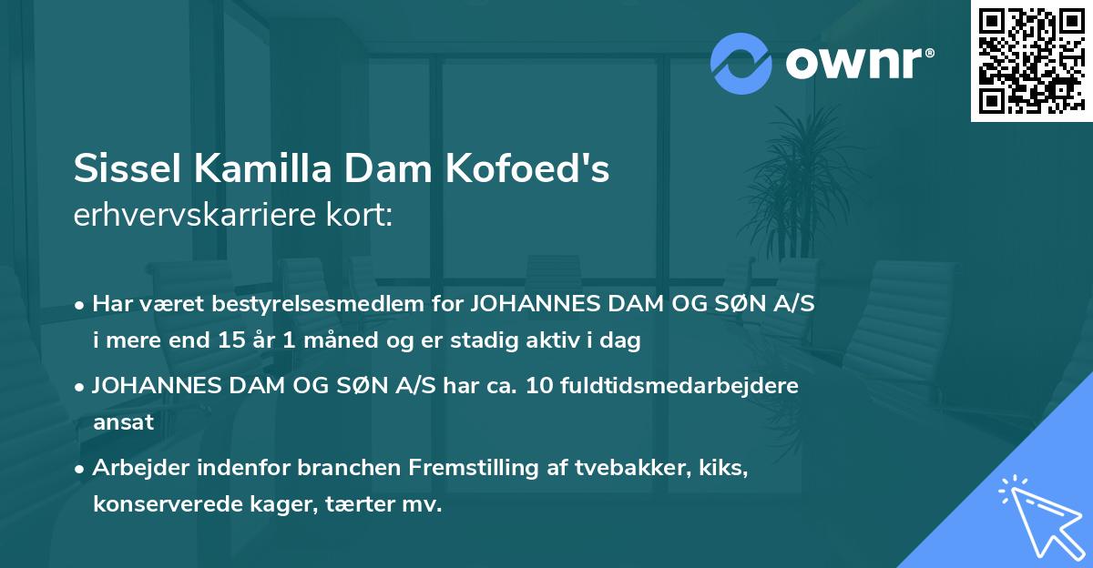 Sissel Kamilla Dam Kofoed's erhvervskarriere kort