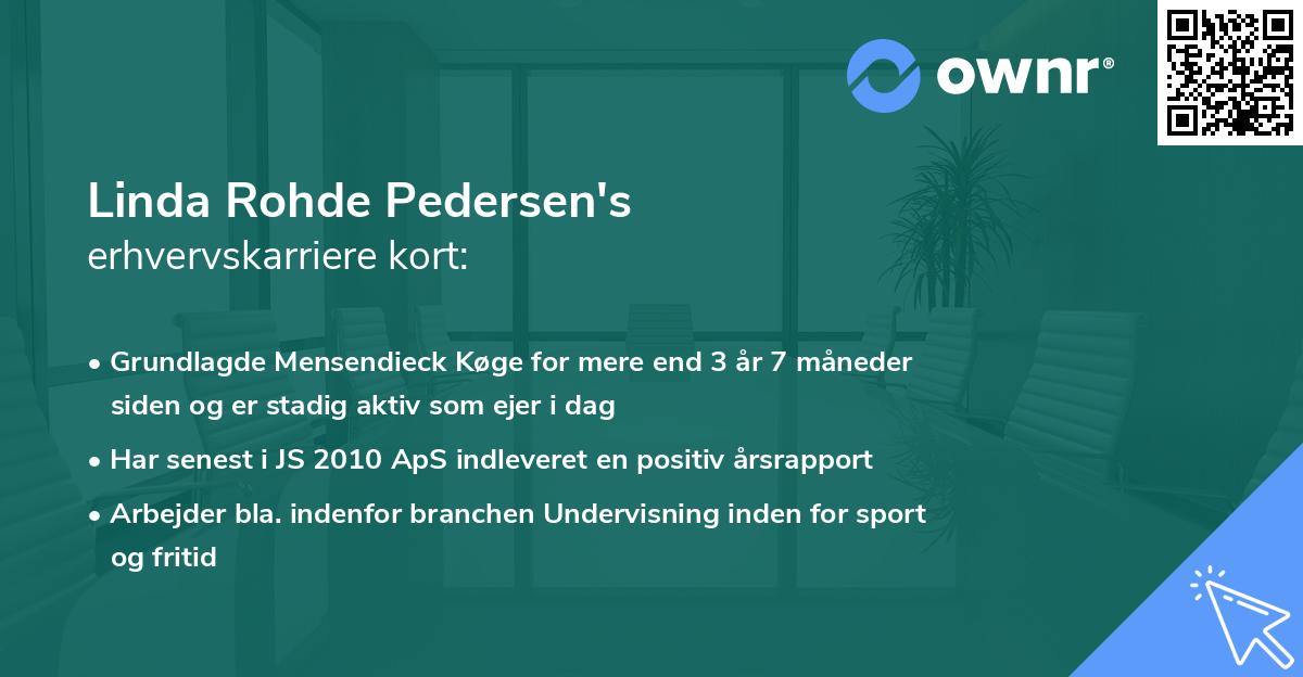 Linda Rohde Pedersen's erhvervskarriere kort