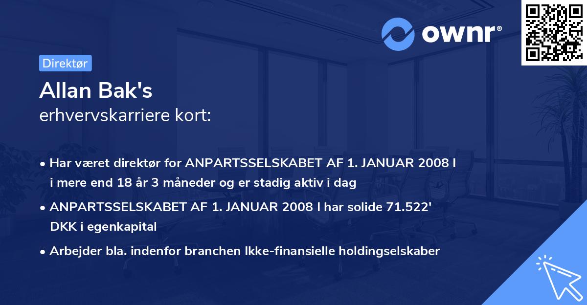 Allan Bak's erhvervskarriere kort