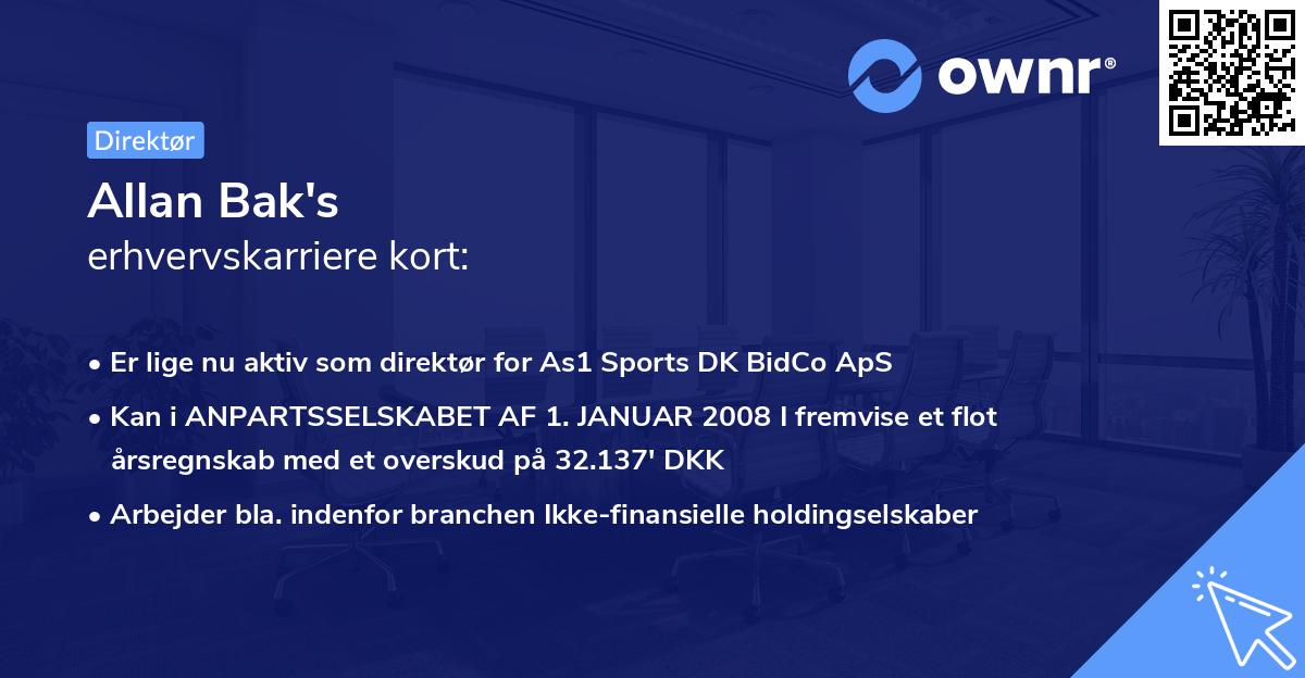 Allan Bak's erhvervskarriere kort