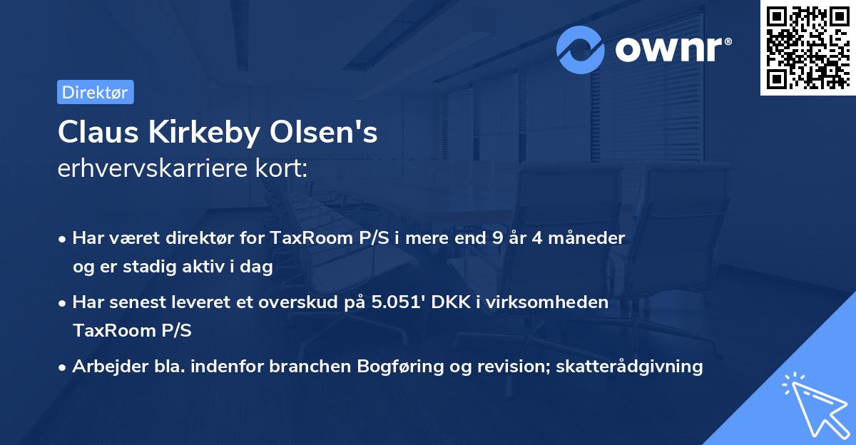 Claus Kirkeby Olsen's erhvervskarriere kort