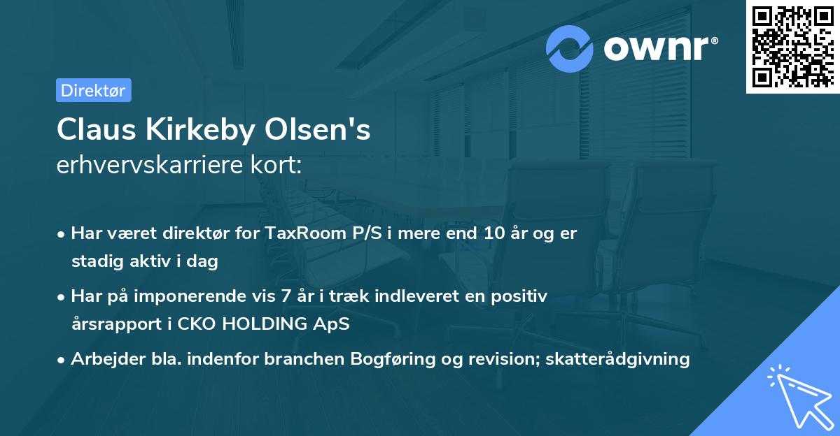 Claus Kirkeby Olsen's erhvervskarriere kort