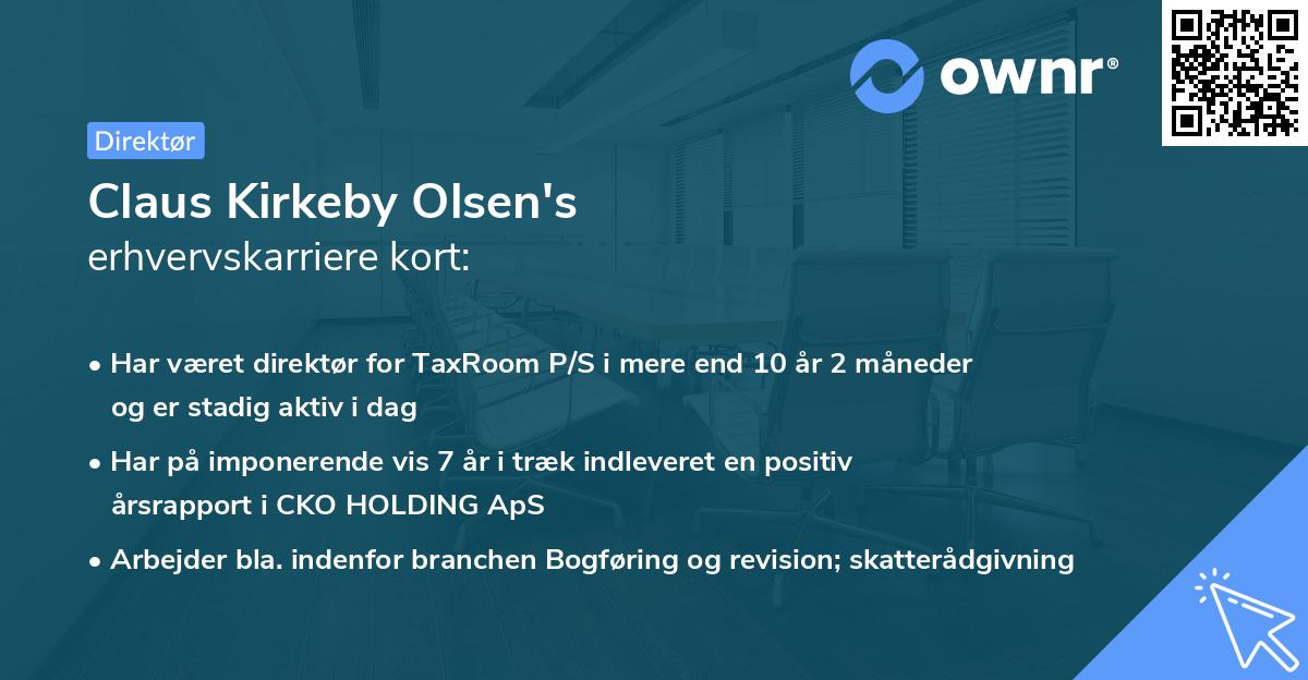 Claus Kirkeby Olsen's erhvervskarriere kort