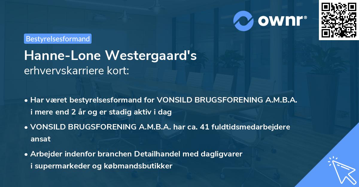 Hanne-Lone Westergaard's erhvervskarriere kort