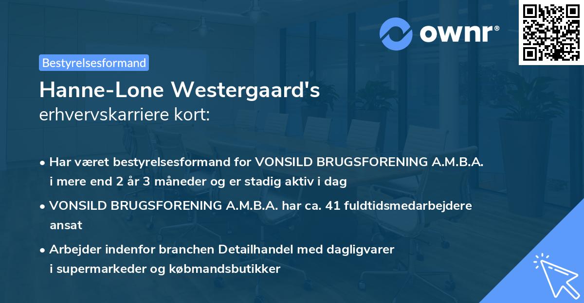 Hanne-Lone Westergaard's erhvervskarriere kort