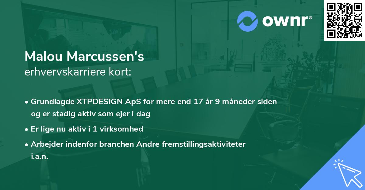 Malou Marcussen's erhvervskarriere kort