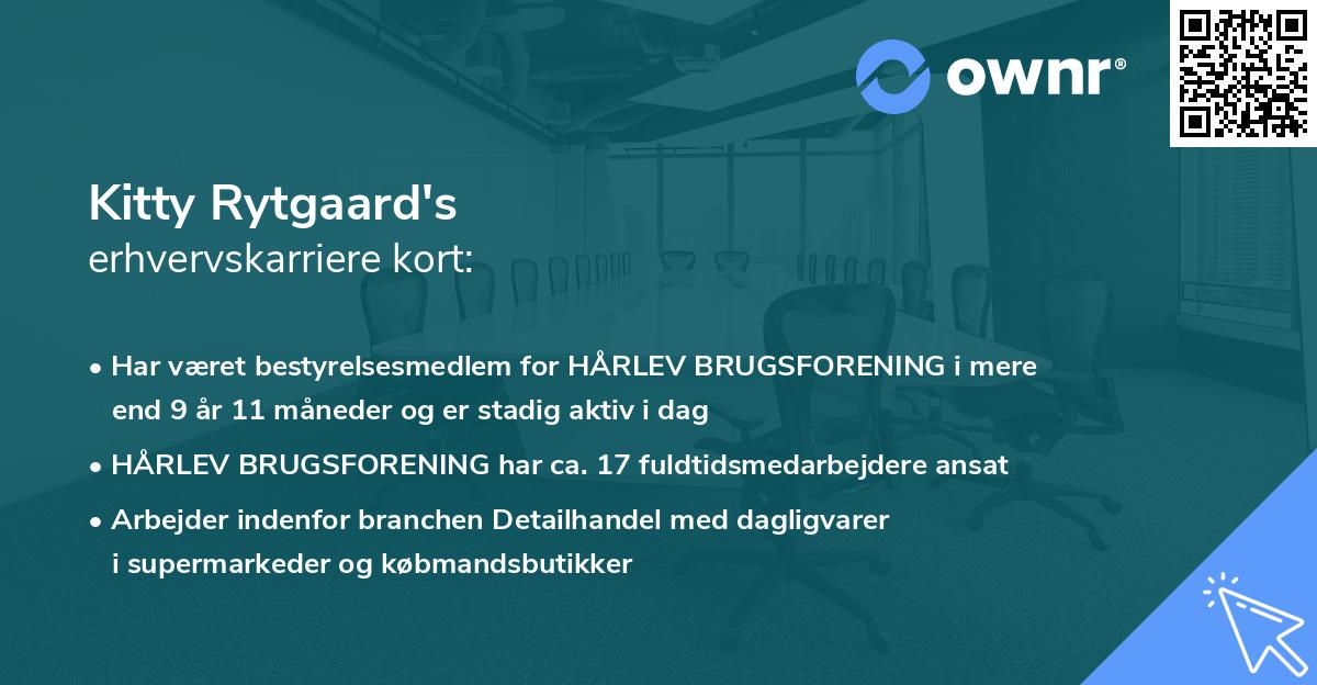 Kitty Rytgaard's erhvervskarriere kort