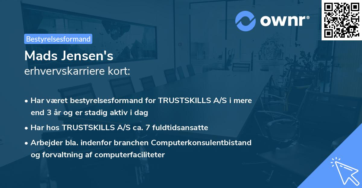 Mads Jensen's erhvervskarriere kort