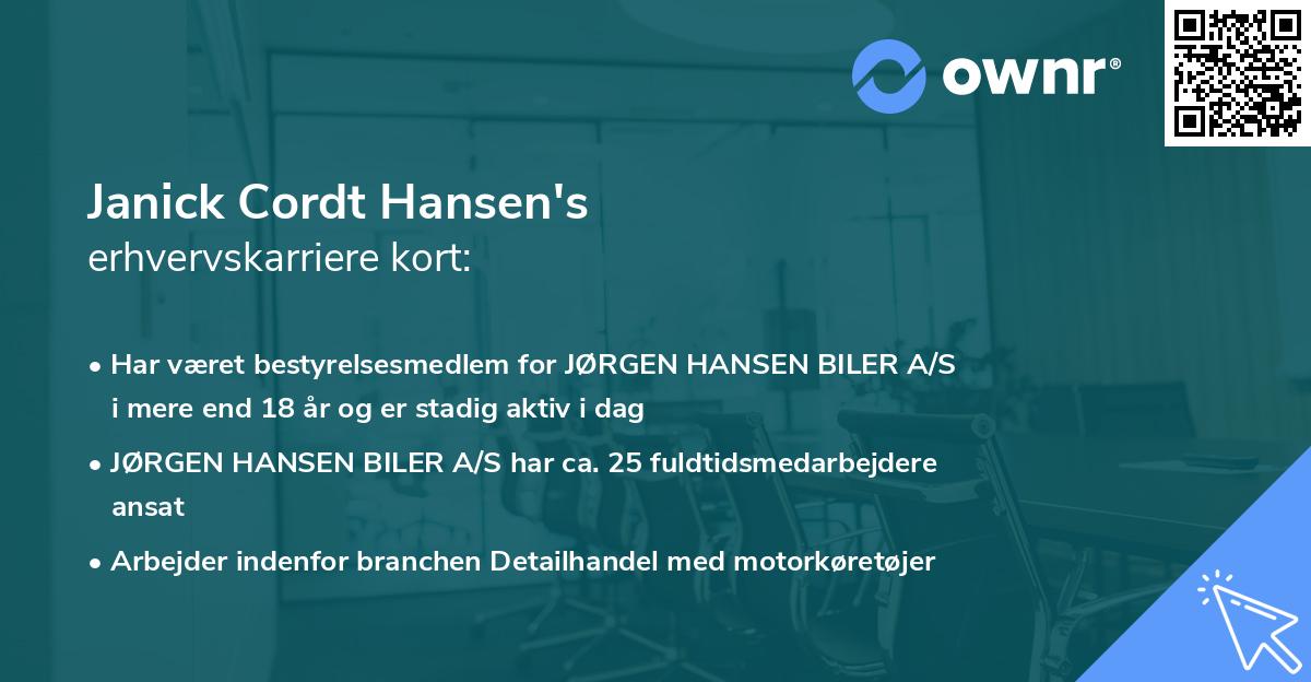 Janick Cordt Hansen's erhvervskarriere kort