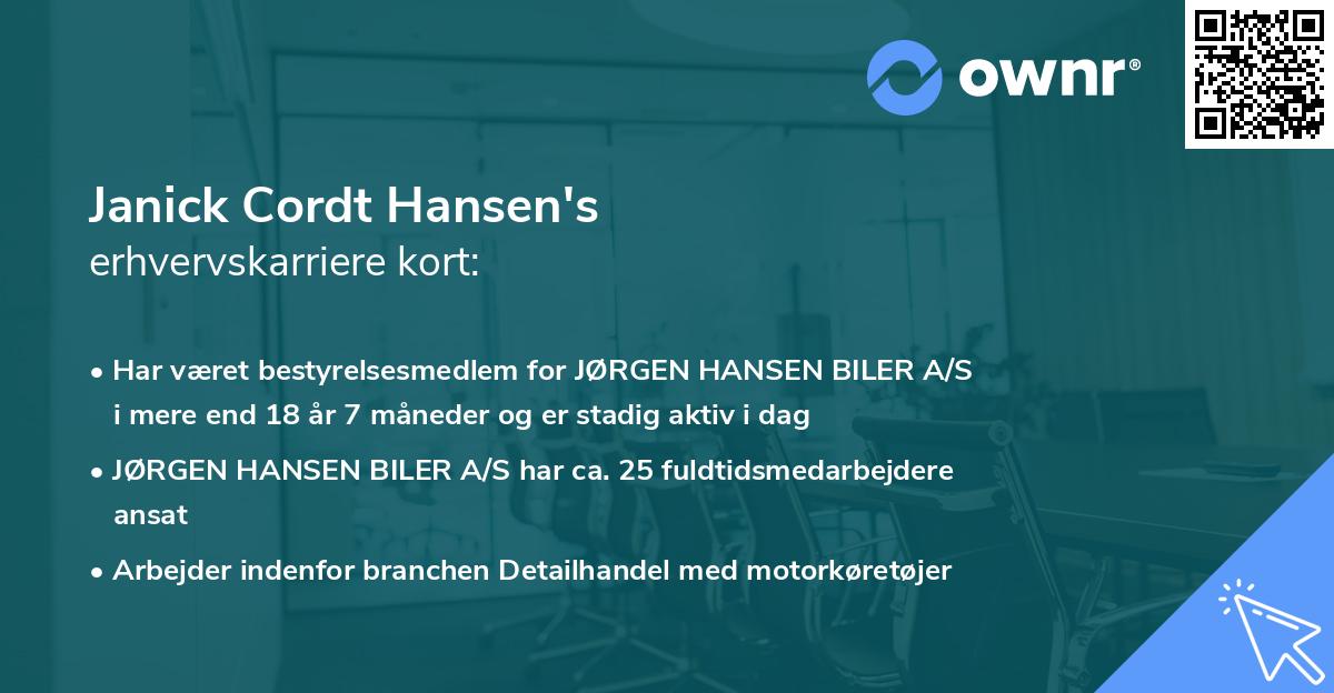 Janick Cordt Hansen's erhvervskarriere kort