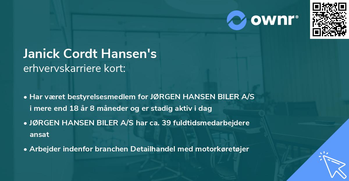 Janick Cordt Hansen's erhvervskarriere kort
