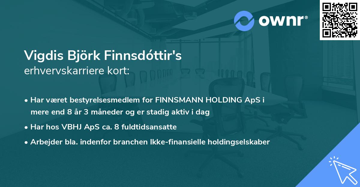 Vigdis Björk Finnsdóttir's erhvervskarriere kort