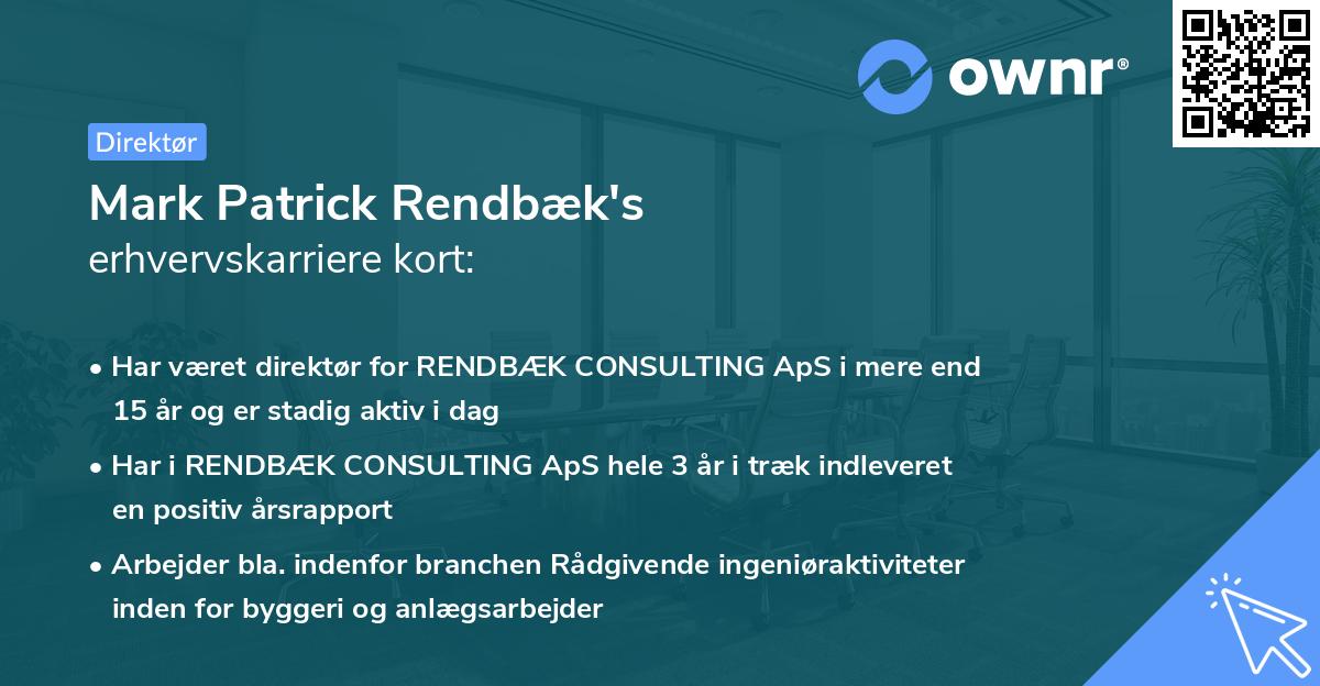 Mark Patrick Rendbæk's erhvervskarriere kort