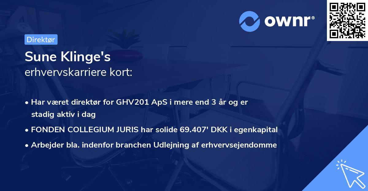 Sune Klinge's erhvervskarriere kort