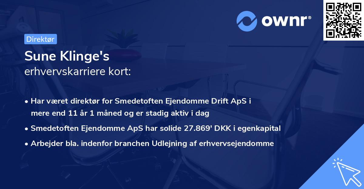 Sune Klinge's erhvervskarriere kort