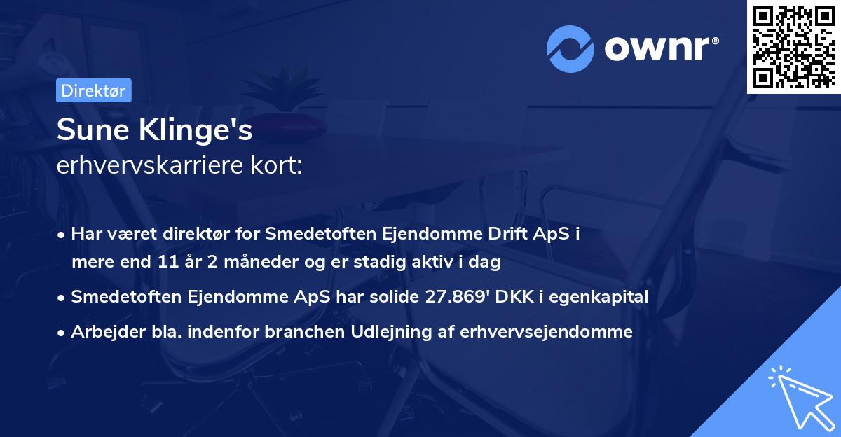 Sune Klinge's erhvervskarriere kort