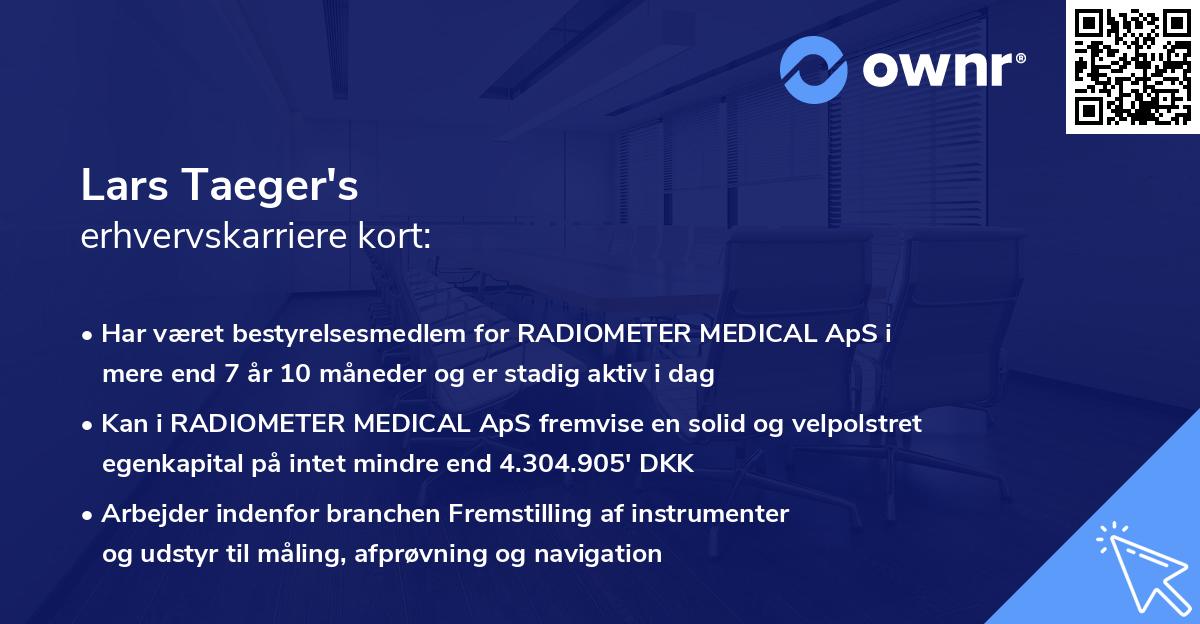Lars Taeger's erhvervskarriere kort