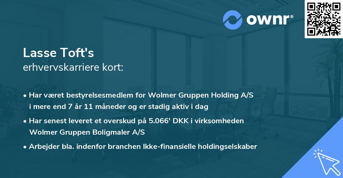 Lasse Toft's erhvervskarriere kort