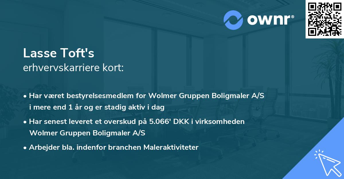 Lasse Toft's erhvervskarriere kort
