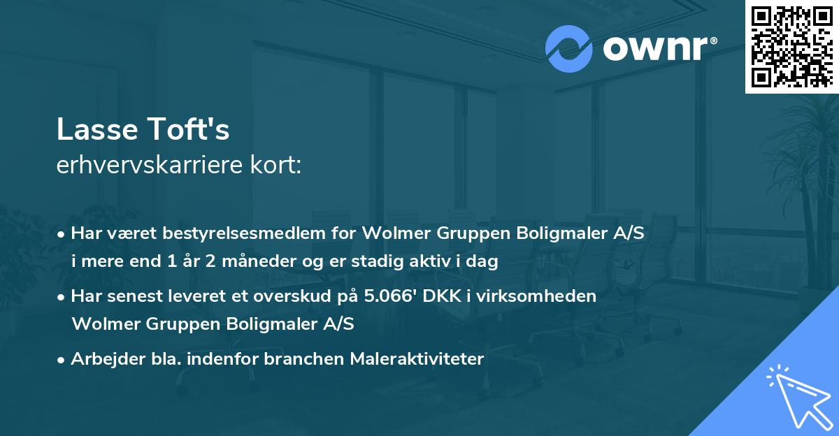 Lasse Toft's erhvervskarriere kort