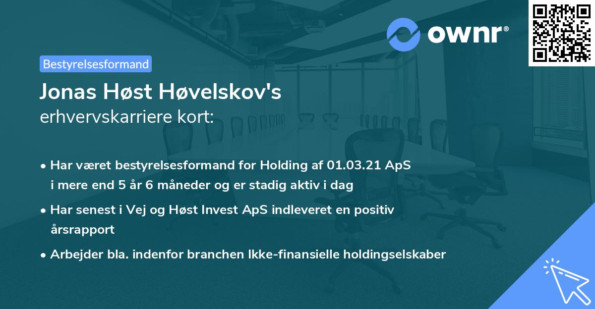 Jonas Høst Høvelskov's erhvervskarriere kort