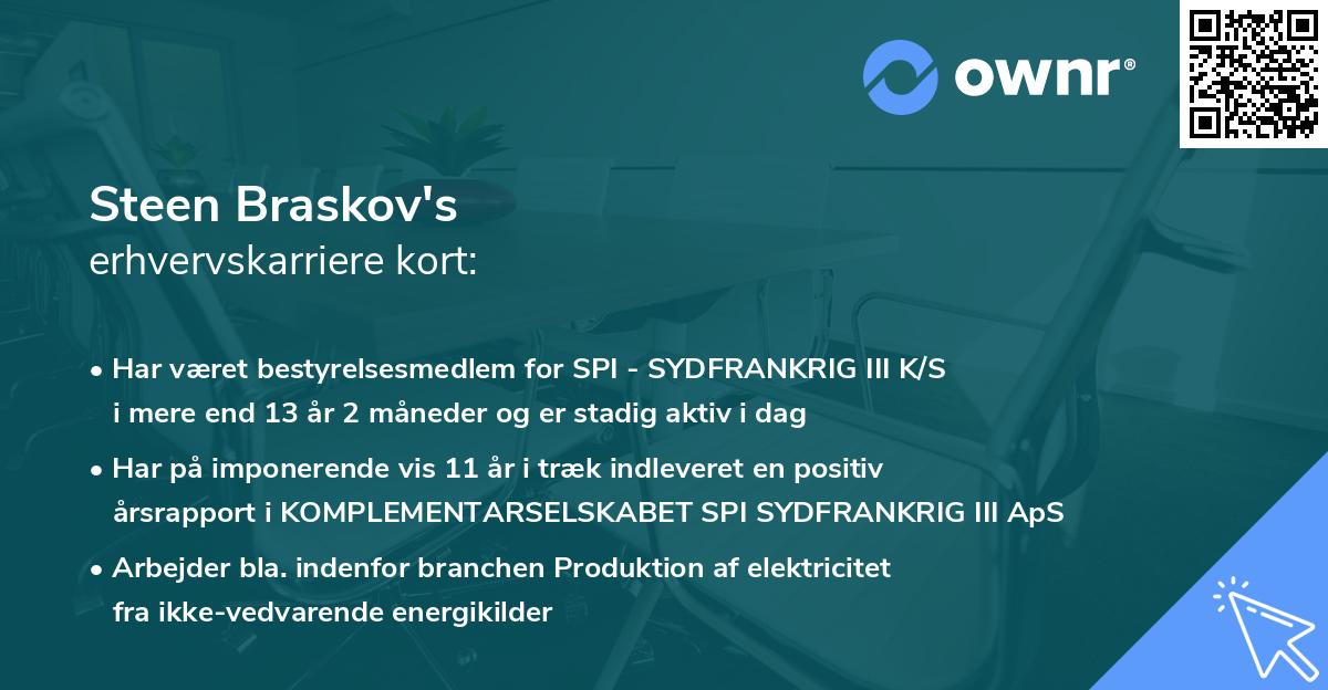 Steen Braskov's erhvervskarriere kort