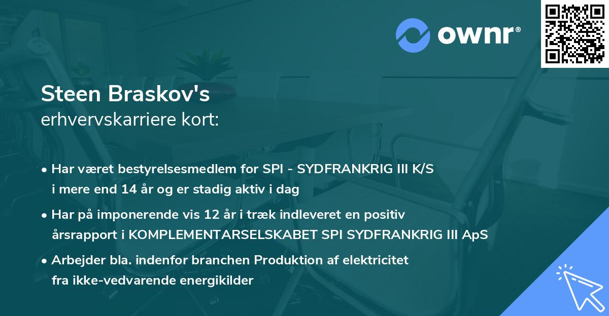 Steen Braskov's erhvervskarriere kort