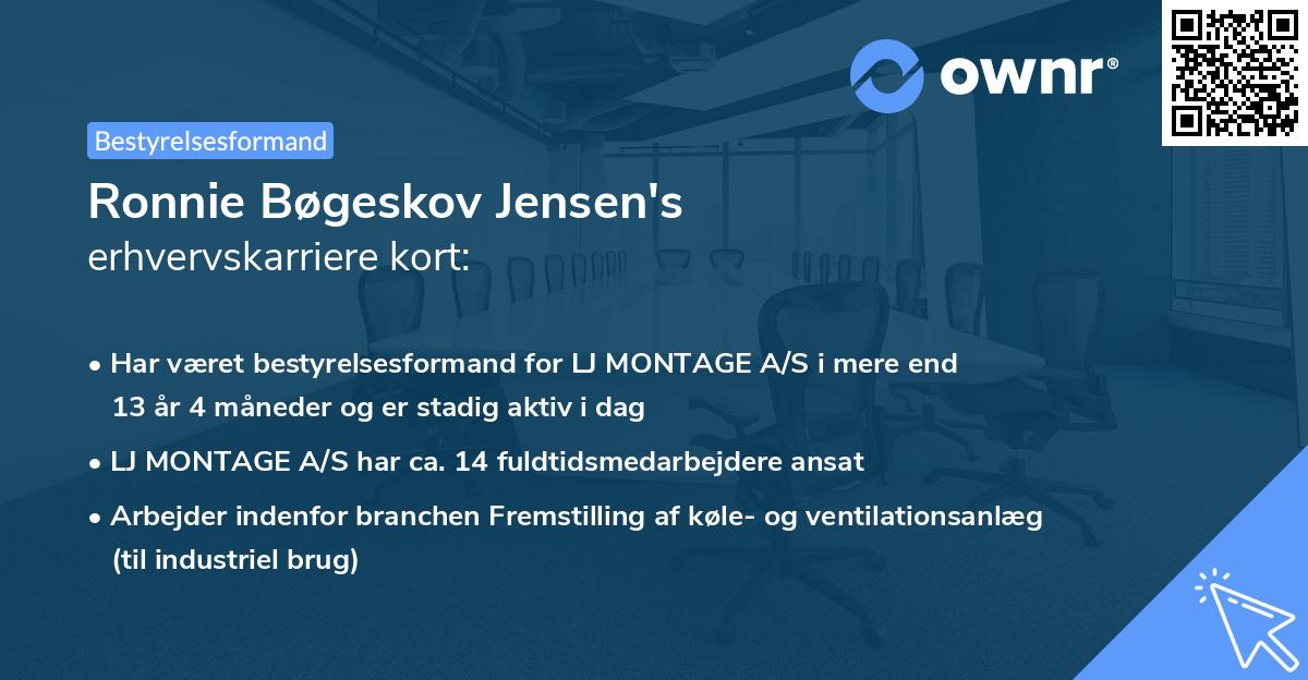 Ronnie Bøgeskov Jensen's erhvervskarriere kort