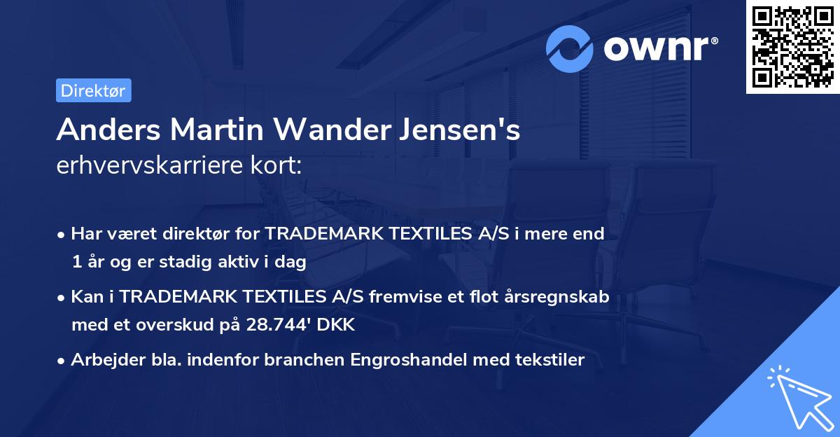 Anders Martin Wander Jensen's erhvervskarriere kort