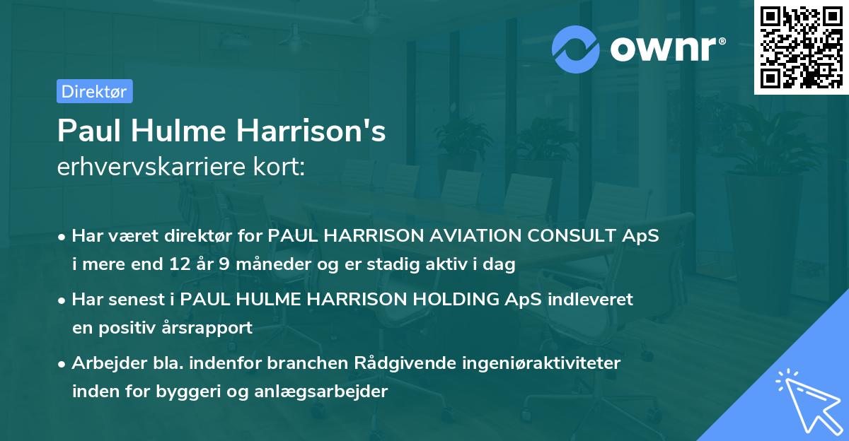 Paul Hulme Harrison's erhvervskarriere kort