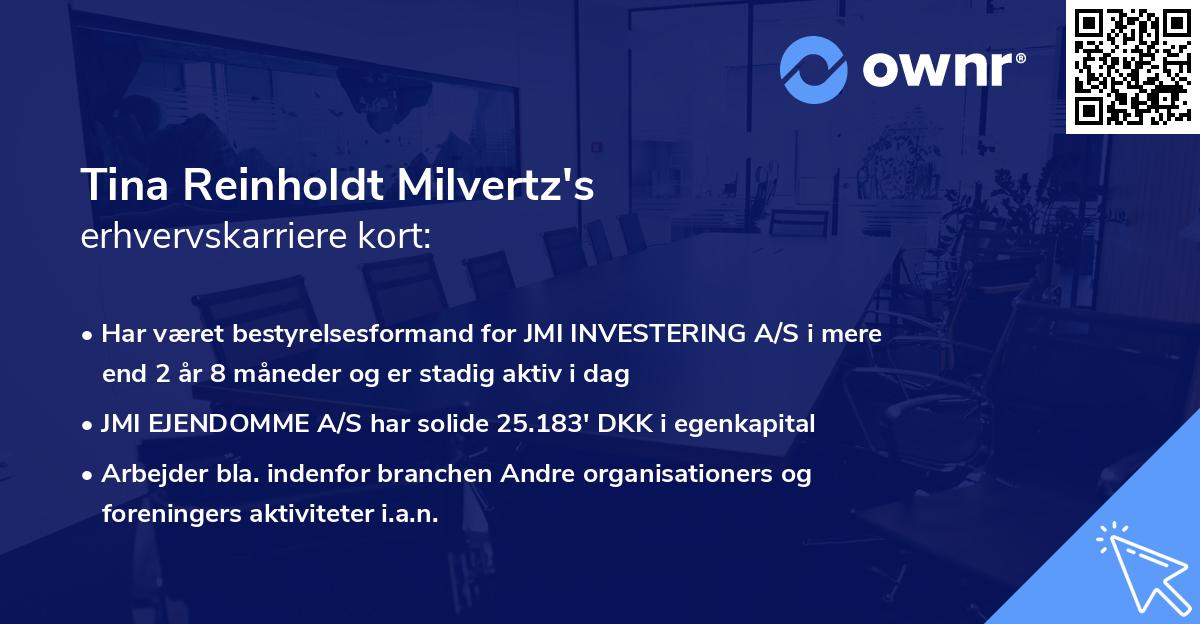 Tina Reinholdt Milvertz's erhvervskarriere kort