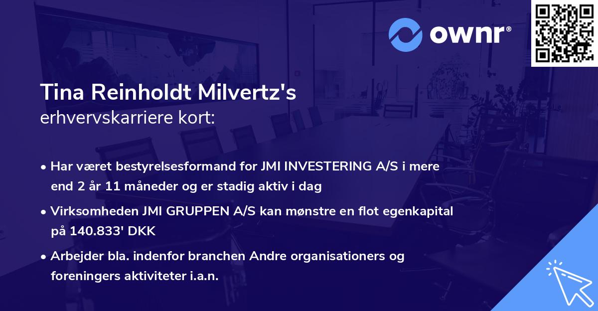 Tina Reinholdt Milvertz's erhvervskarriere kort