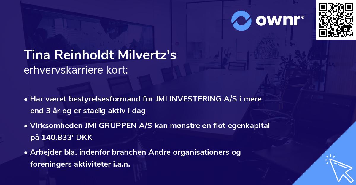 Tina Reinholdt Milvertz's erhvervskarriere kort