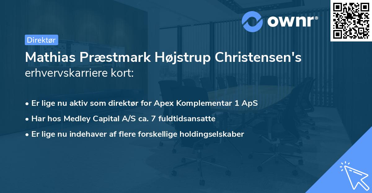 Mathias Præstmark Højstrup Christensen's erhvervskarriere kort