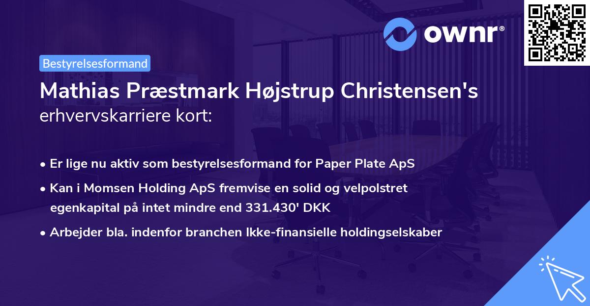 Mathias Præstmark Højstrup Christensen's erhvervskarriere kort