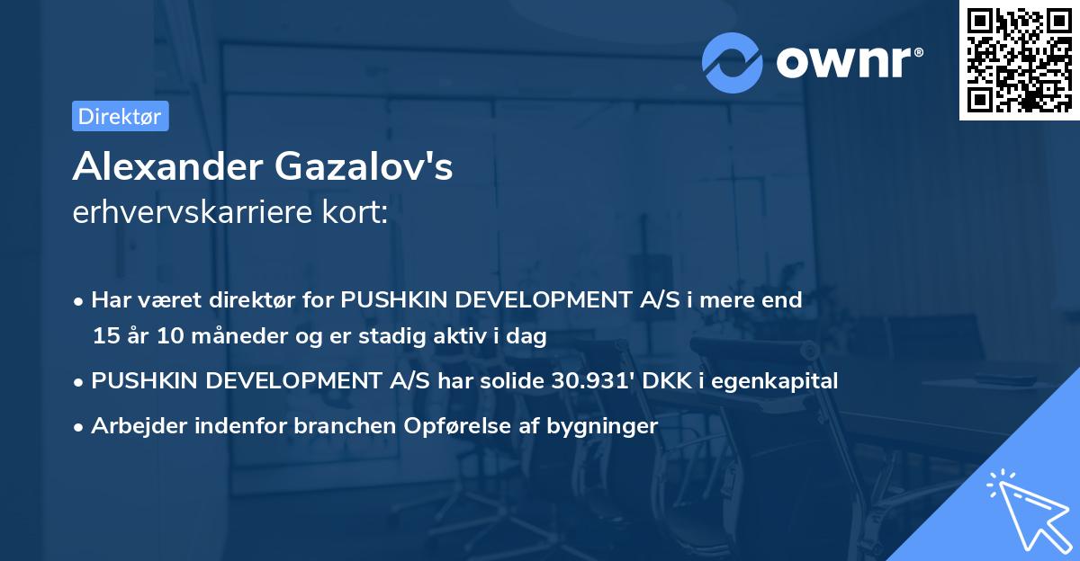 Alexander Gazalov's erhvervskarriere kort