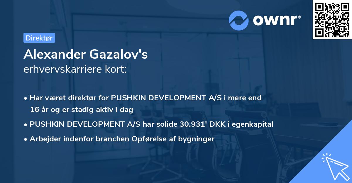 Alexander Gazalov's erhvervskarriere kort