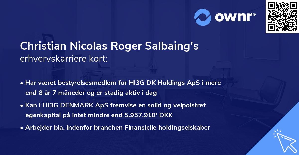 Christian Nicolas Roger Salbaing's erhvervskarriere kort